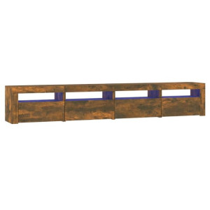 Szafka pod TV z oświetleniem LED, przydymiony dąb, 240x35x40 cm