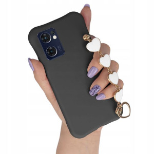 Etui Mat do OPPO RENO 7 5G Biały Łańcuszek Serca