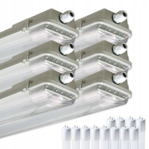 6x Oprawa Led Świetlówka Hermetyczna 120 Zestaw