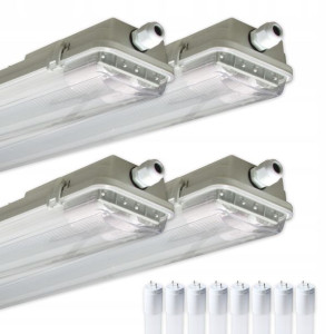 4x Oprawa hermetyczna 120 cm + 8x świetlówka LED