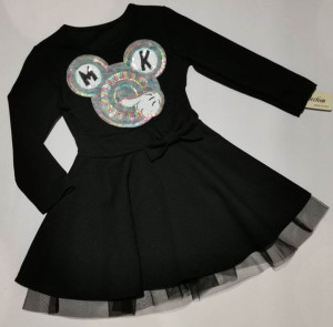 Czarna sukienka z długim rękawem Minnie r. 104 4lata