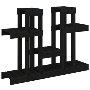 Kwietnik, czarny, 104,5x25x77,5 cm, lite drewno sosnowe