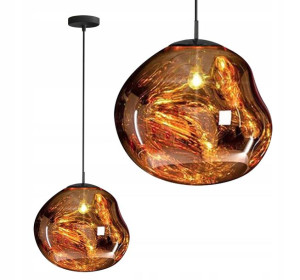 Lampa Sufitowa Wisząca Szklana Gold Złota Lava