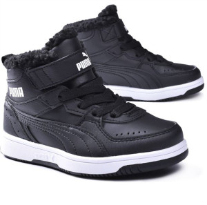 Buty Dziecięce Puma Rebound Joy Fur ocieplane czarne (375479 01) - 34,5