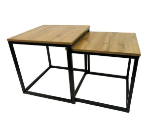 Stoliki Kawowe 2w1 Kwadratowy Stolik Kawowy Dąb Loft Industrial Sk101