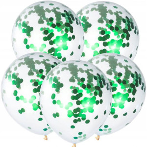 Balon Lateksowy 30cm Z Konfetti Zielone 6szt