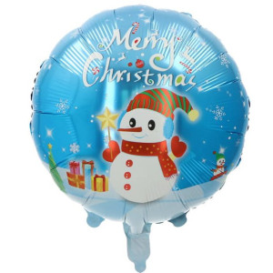 Balon 18" Bałwanek Merry Christmas Niebieski