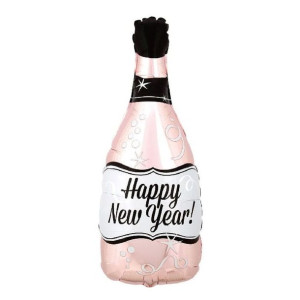 Balon Szampan Happy New Year!45x86cm Różowy
