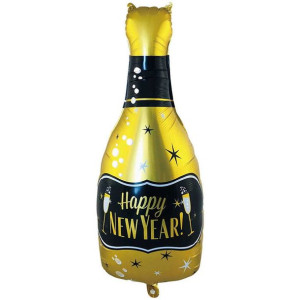 Balon Szampan Happy New Year! 49x98cm Złoty