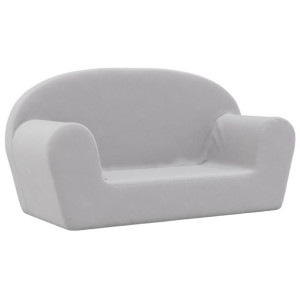 2-os. sofa dla dzieci, jasnoszara, miękki plusz