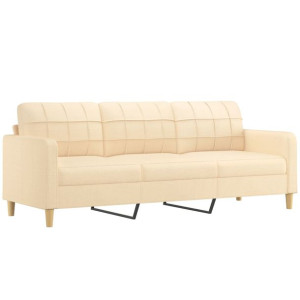 3-osobowa sofa, kremowa, 210 cm, tapicerowana tkaniną