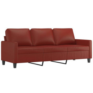 3-osobowa sofa, winna czerwień, 180 cm, sztuczna skóra