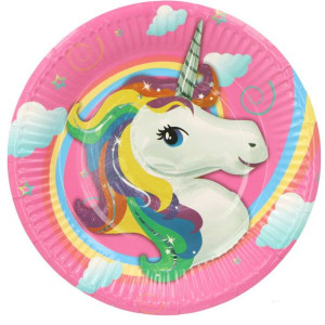 Talerzyki Happy Birthday Jednortożec 6szt 18cm
