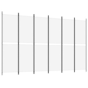 Parawan 6-panelowy, biały, 300 x 200 cm, tkanina