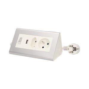 Przedłużacz biurkowy z wyłącznikiem i ładowarką, 1x2P+Z, 1x2P/II, 1xUSB, pr