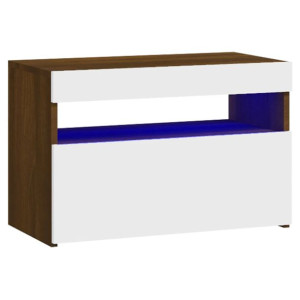 Szafka nocna z oświetleniem LED, przydymiony dąb, 60x35x40 cm