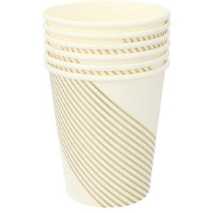 Kubeczki Papierowe Biało Złote 220ml 6szt