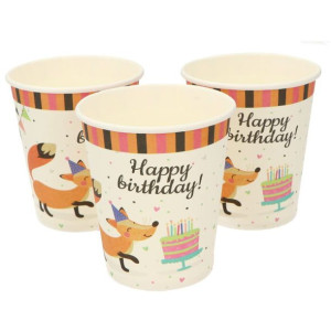 Kubeczki Happy Birthday Lisek 6szt