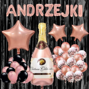 Zestaw Balony Andrzejki Bal Andrzejkowy Gold Rose