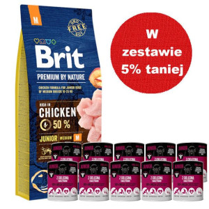 BRIT Premium By Nature Junior M 15kg + Mr.BIG Junior kawałki w sosie z ciel