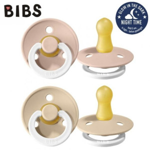 Smoczek kauczukowy BIBS BLUSH NIGHT/VANILLA NIGHT Świecący  2-pak S 0-6mcy