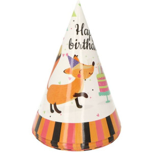 Czapeczka Urodzinowa Happy Birthday Lisek 6szt
