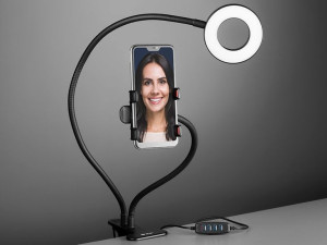 Lampa TRACER RING 8.5cm 48 LED z uchwytem na telefon