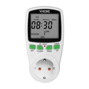 Elektroniczny programator czasowy z wyświetlaczem LCD, wersja Schuko