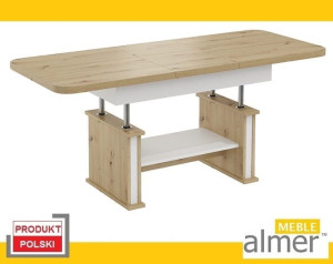 Ławostół Ława Stół L02 rozkładany 120(+40)x70 dąb artisan biały