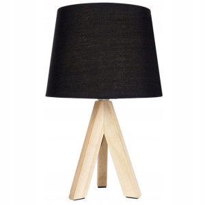 Lampka stojąca z kloszem czarna drewniana boho