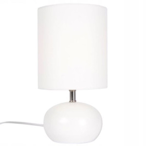 Lampa stołowa biała nocna klosz podstawka metalowa