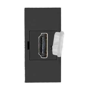 NOEN HDMI, gniazdo modułowe 22,5x45mm HDMI z zaślepką zabezpieczającą, czar