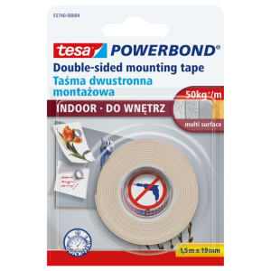 Taśma montażowa powerbond do wnętrz      1,5m:19mm (do 4.2kg na 10cm)