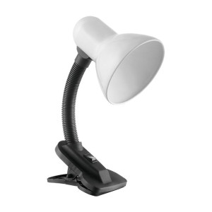LATSA, lampa biurkowa z klipsem, 40W, E27, stal + tworzywo, biała