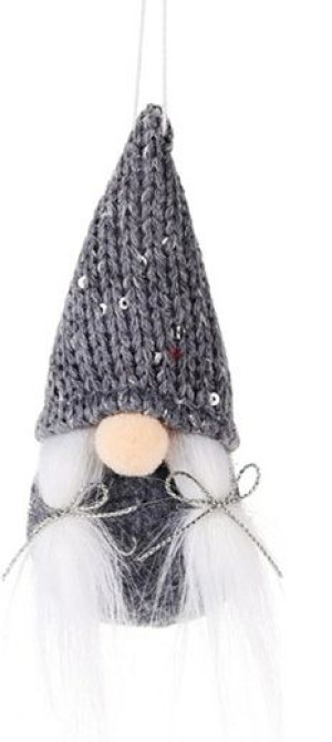 660 Szary Skrzat Krasnal Świąteczna Zawieszka 10Cm