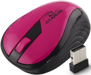 TM114P Mysz bezprzewodowa 2.4GHz 3D  optyczna USB Rainbow różowa