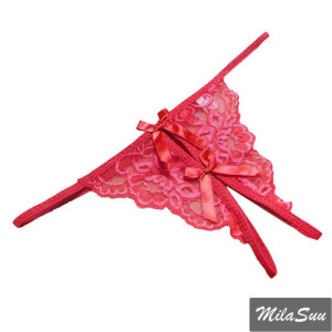 Sexy Stringi Otwarte w kroku Model 402 Czerwony XS