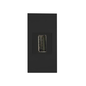 NOEN USB data, gniazdo modułowe 22,5x45mm USB data 2.0, przelotka, czarne
