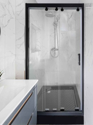 Drzwi wnękowe prysznicowe łazienkowe LOFT 90cm czarne prawe