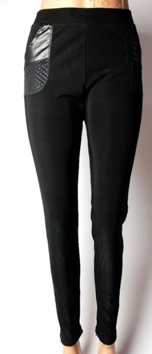 Legginsy Z Kieszeniami Połyskujące Czarne M/l