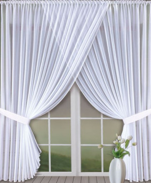 Firana do salonu z woalu rozmiar 280 x 700 cm szycie na wymiar