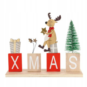 Drewniana dekoracja świąteczna napis XMAS święta