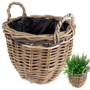 Osłonka na roślinę doniczkę pleciona rattanowa koszyk boho 33x30 cm
