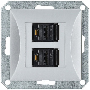 Gniazdo moduł internetowe 2 x LAN RJ45 OPAL srebrny