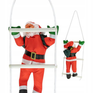 Święty Mikołaj wchodzący po drabinie 38 cm