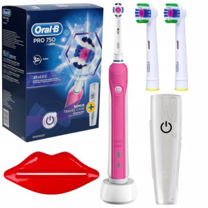 Oral B Pro 750 Etui Końcówka 3d White Pink Różowa