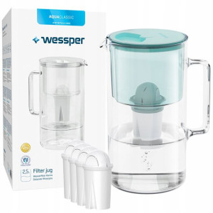 Dzbanek Filtrujący Wessper Szklany 2,5l + 5x Filtr