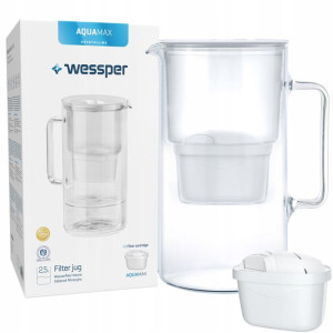 Dzbanek Szklany Wessper Biały + 1 Filtr Do Brita