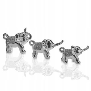 Figurki na szczęście słoń prezent trąba srebrne 3e