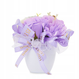 FLOWERBOX mydlany bukiet róże doniczce prezent